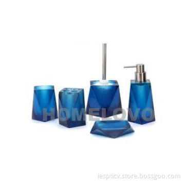 Blue 5 Piece soap Dispenser Plastic Bathroom Accessories Cu